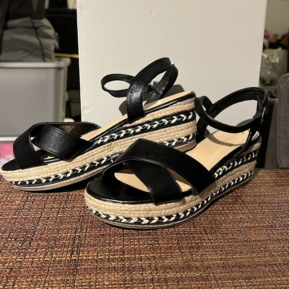 Nautica platform heeled sandals cross ankle strap 8.5 - Picture 2 of 5